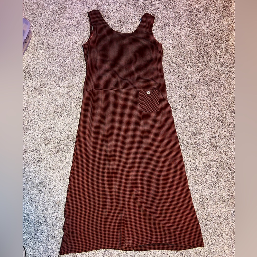 Checkered Black & Brown Maxi Dress Medium